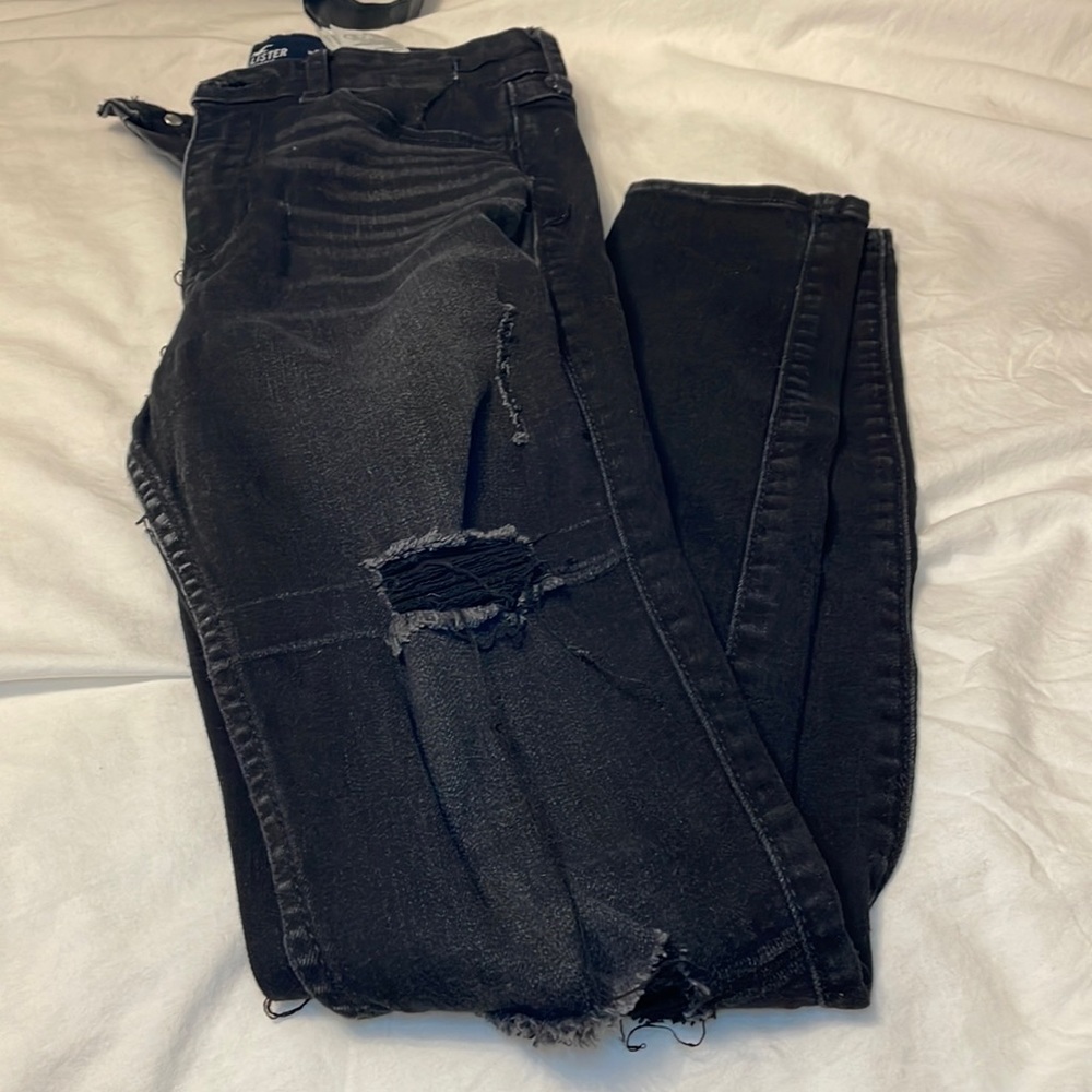 Hollister black ripped High-rise super skinny